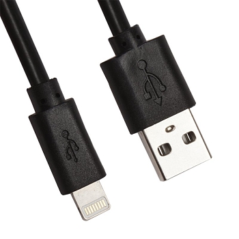 USB кабель "LP" для Apple iPhone, iPad 8-pin, 3 метра (коробка, черный)