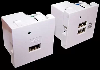 Модуль USB-зарядки, 2 порта, 45x45, белый, LAN-EZ45x45-2U/R2-WH